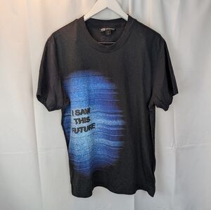 Y-3 Yohji Yamamoto Black T-Shirt with Blue Graphic Size XL In GUC